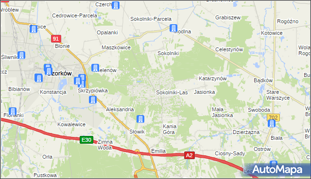 mapa Sokolniki-Las, Sokolniki-Las na mapie Targeo