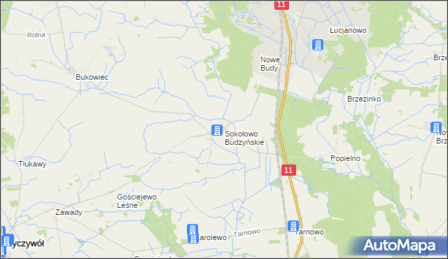 mapa Sokołowo Budzyńskie, Sokołowo Budzyńskie na mapie Targeo