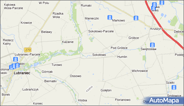 mapa Sokołowo gmina Brześć Kujawski, Sokołowo gmina Brześć Kujawski na mapie Targeo