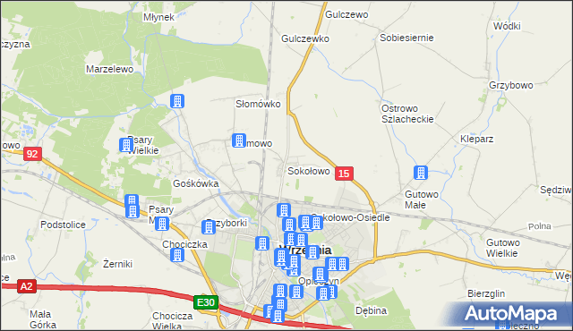 mapa Sokołowo gmina Września, Sokołowo gmina Września na mapie Targeo