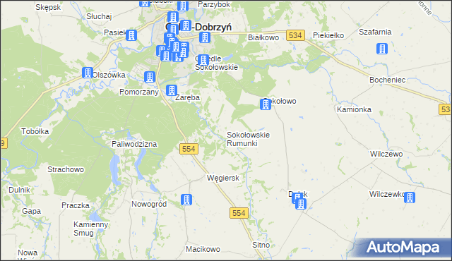 mapa Sokołowskie Rumunki, Sokołowskie Rumunki na mapie Targeo