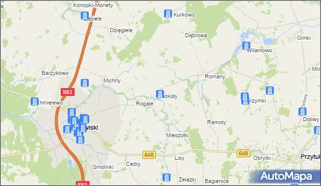 mapa Sokoły gmina Stawiski, Sokoły gmina Stawiski na mapie Targeo