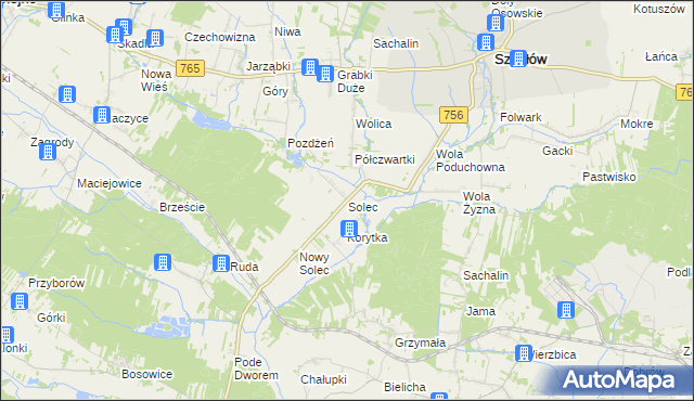 mapa Solec gmina Szydłów, Solec gmina Szydłów na mapie Targeo