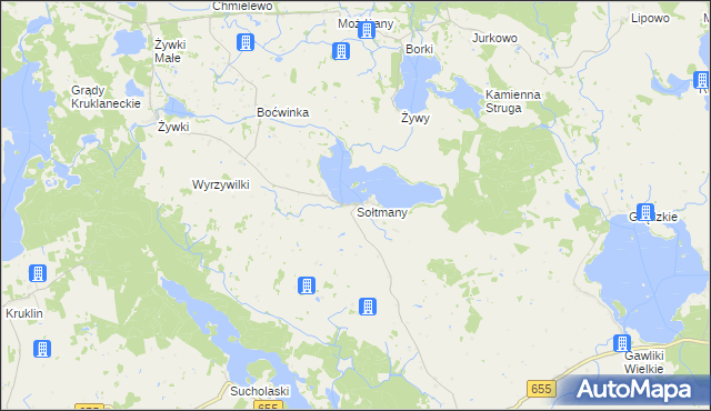 mapa Sołtmany gmina Kruklanki, Sołtmany gmina Kruklanki na mapie Targeo