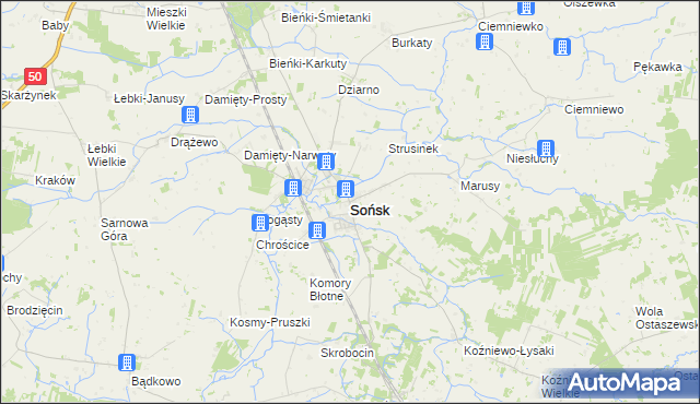 mapa Sońsk, Sońsk na mapie Targeo