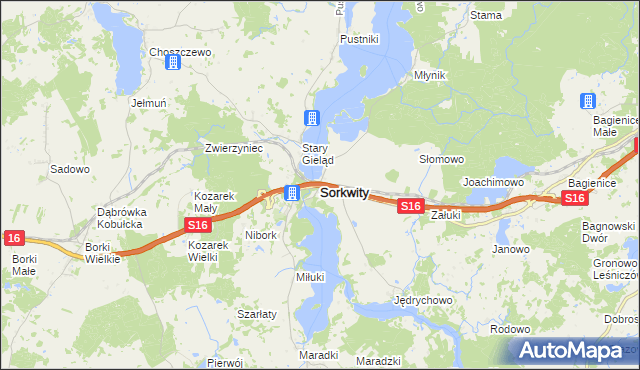 mapa Sorkwity, Sorkwity na mapie Targeo