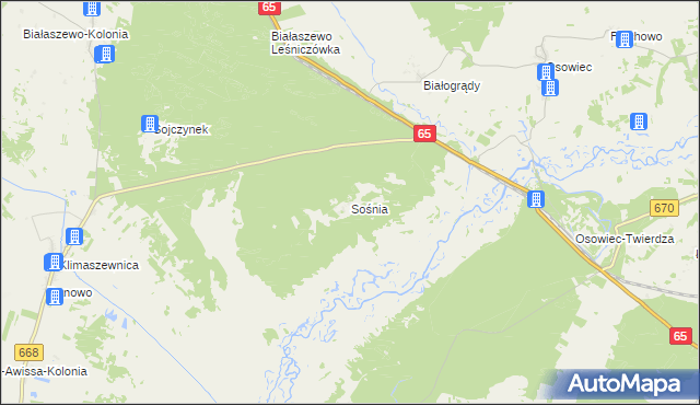 mapa Sośnia, Sośnia na mapie Targeo