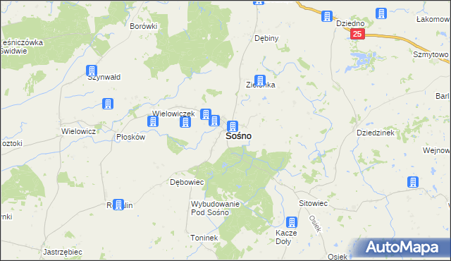 mapa Sośno, Sośno na mapie Targeo