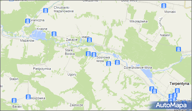 mapa Sosnowa Wola gmina Dzierzkowice, Sosnowa Wola gmina Dzierzkowice na mapie Targeo