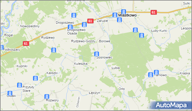 mapa Sosnowiec gmina Miastkowo, Sosnowiec gmina Miastkowo na mapie Targeo