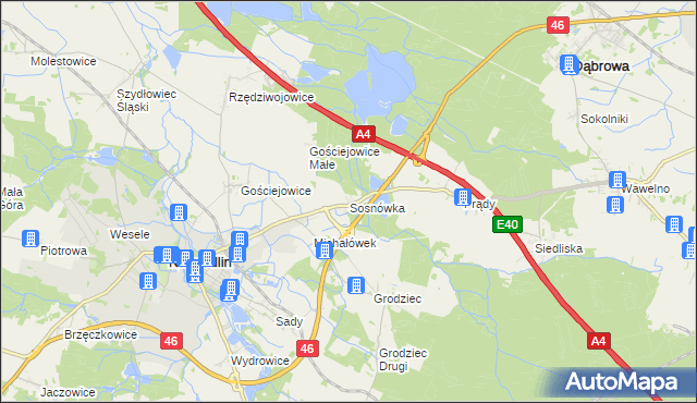 mapa Sosnówka gmina Niemodlin, Sosnówka gmina Niemodlin na mapie Targeo