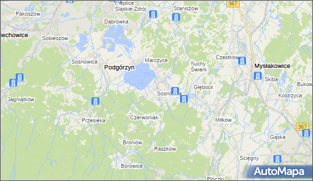 mapa Sosnówka gmina Podgórzyn, Sosnówka gmina Podgórzyn na mapie Targeo