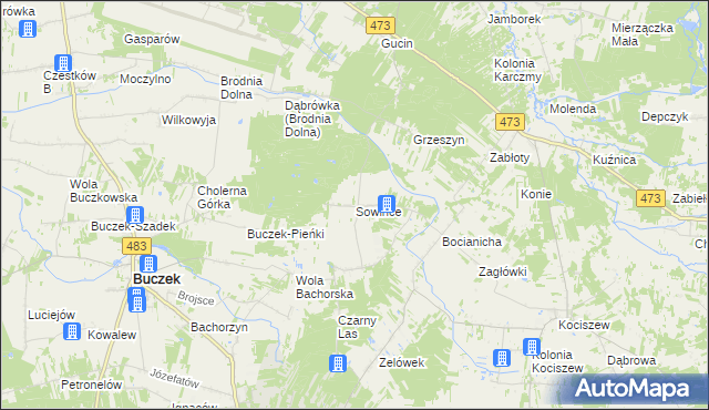 mapa Sowińce, Sowińce na mapie Targeo