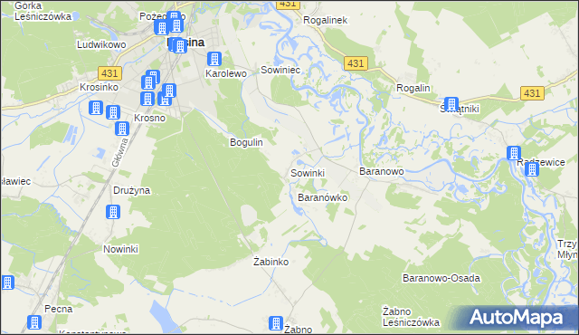 mapa Sowinki, Sowinki na mapie Targeo