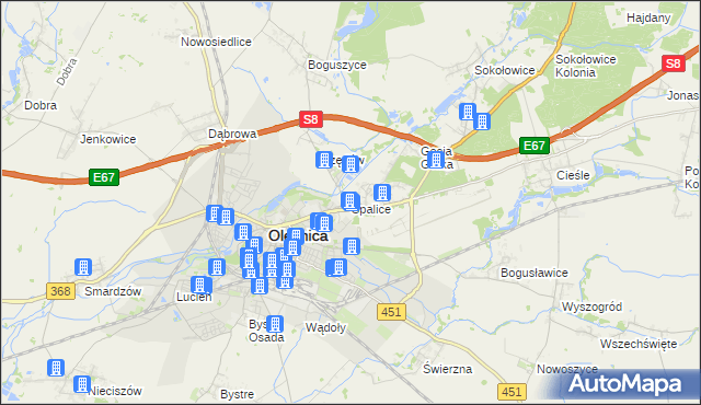 mapa Spalice, Spalice na mapie Targeo
