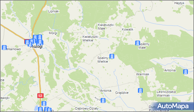 mapa Spaliny Wielkie, Spaliny Wielkie na mapie Targeo
