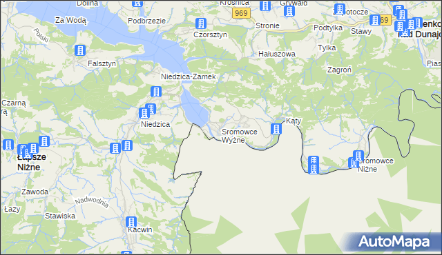 mapa Sromowce Wyżne, Sromowce Wyżne na mapie Targeo