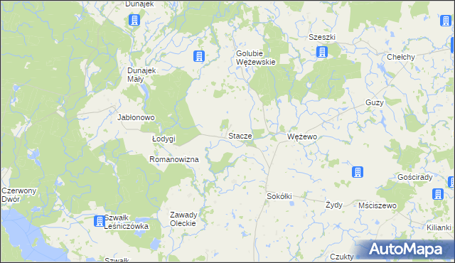 mapa Stacze gmina Kowale Oleckie, Stacze gmina Kowale Oleckie na mapie Targeo