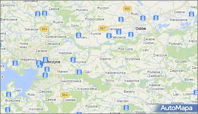 mapa Stadniki gmina Dobczyce, Stadniki gmina Dobczyce na mapie Targeo