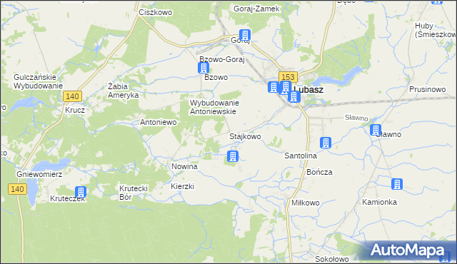 mapa Stajkowo gmina Lubasz, Stajkowo gmina Lubasz na mapie Targeo