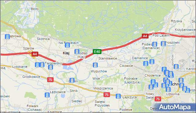 mapa Stanisławice gmina Bochnia, Stanisławice gmina Bochnia na mapie Targeo