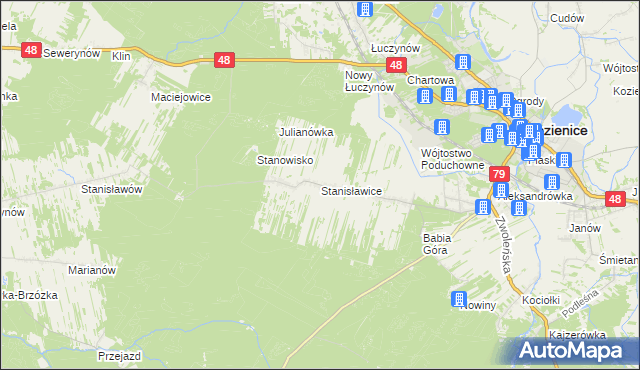 mapa Stanisławice gmina Kozienice, Stanisławice gmina Kozienice na mapie Targeo