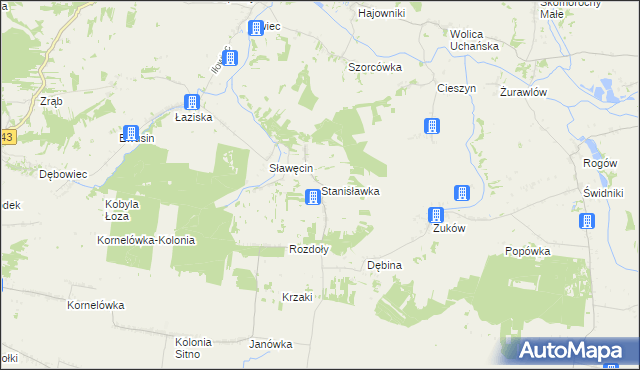 mapa Stanisławka gmina Sitno, Stanisławka gmina Sitno na mapie Targeo