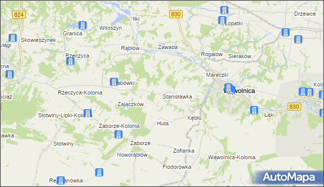mapa Stanisławka gmina Wąwolnica, Stanisławka gmina Wąwolnica na mapie Targeo