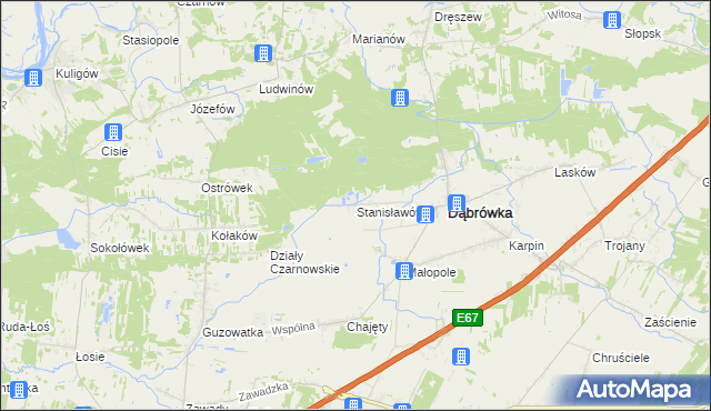 mapa Stanisławów gmina Dąbrówka, Stanisławów gmina Dąbrówka na mapie Targeo