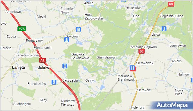 mapa Stanisławów gmina Gostynin, Stanisławów gmina Gostynin na mapie Targeo