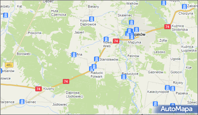 mapa Stanisławów gmina Osjaków, Stanisławów gmina Osjaków na mapie Targeo