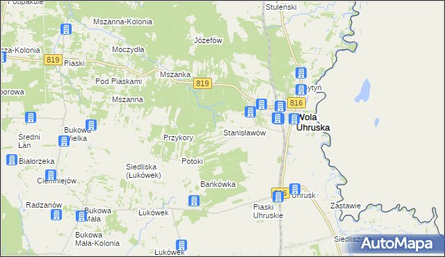 mapa Stanisławów gmina Wola Uhruska, Stanisławów gmina Wola Uhruska na mapie Targeo