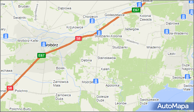 mapa Stanisławów gmina Wolbórz, Stanisławów gmina Wolbórz na mapie Targeo