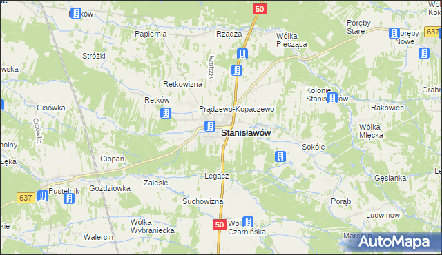 mapa Stanisławów powiat miński, Stanisławów powiat miński na mapie Targeo