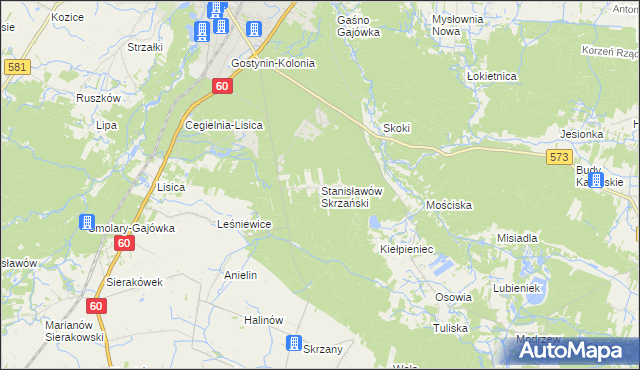 mapa Stanisławów Skrzański, Stanisławów Skrzański na mapie Targeo