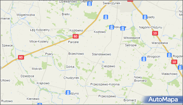 mapa Stanisławowo gmina Drobin, Stanisławowo gmina Drobin na mapie Targeo