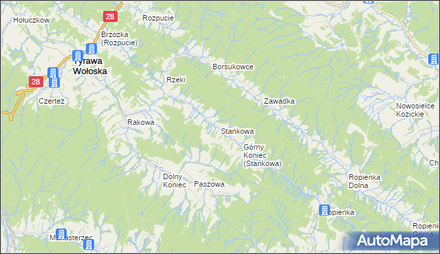 mapa Stańkowa gmina Ustrzyki Dolne, Stańkowa gmina Ustrzyki Dolne na mapie Targeo