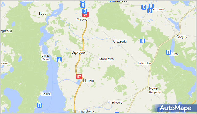 mapa Stankowo gmina Dźwierzuty, Stankowo gmina Dźwierzuty na mapie Targeo