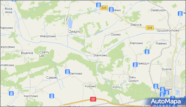 mapa Stankowo gmina Gostyń, Stankowo gmina Gostyń na mapie Targeo