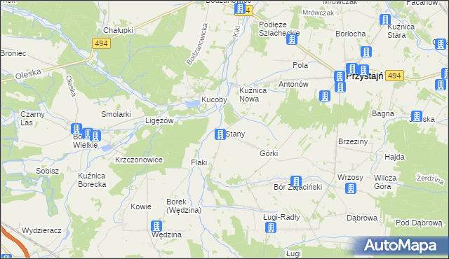 mapa Stany gmina Przystajń, Stany gmina Przystajń na mapie Targeo