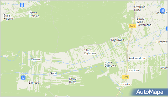 mapa Stara Dąbrowa gmina Leoncin, Stara Dąbrowa gmina Leoncin na mapie Targeo