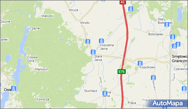 mapa Stara Jania, Stara Jania na mapie Targeo