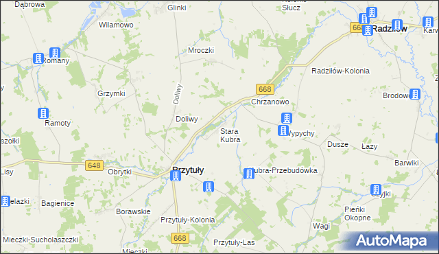 mapa Stara Kubra, Stara Kubra na mapie Targeo