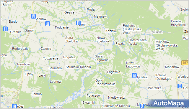 mapa Stara Łagowica, Stara Łagowica na mapie Targeo