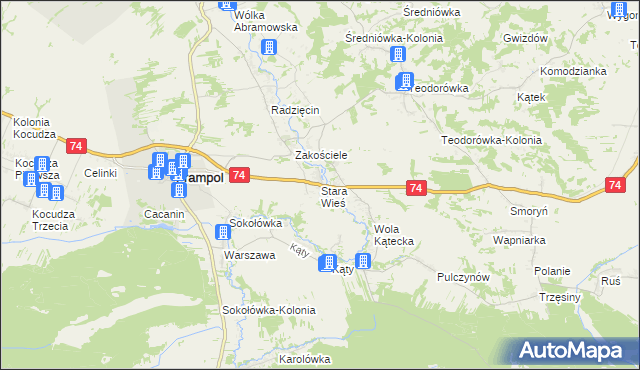 mapa Stara Wieś gmina Frampol, Stara Wieś gmina Frampol na mapie Targeo