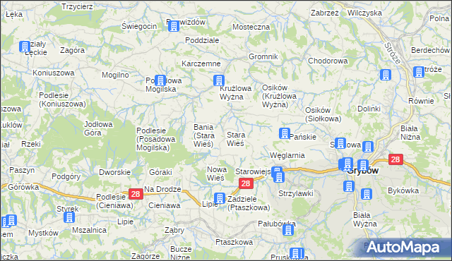 mapa Stara Wieś gmina Grybów, Stara Wieś gmina Grybów na mapie Targeo