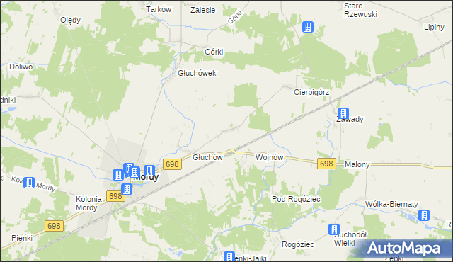 mapa Stara Wieś gmina Mordy, Stara Wieś gmina Mordy na mapie Targeo