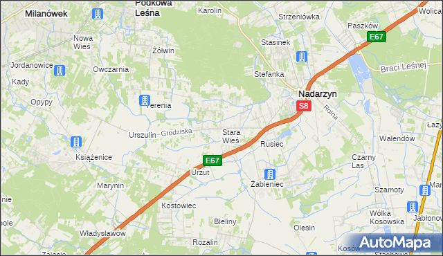 mapa Stara Wieś gmina Nadarzyn, Stara Wieś gmina Nadarzyn na mapie Targeo