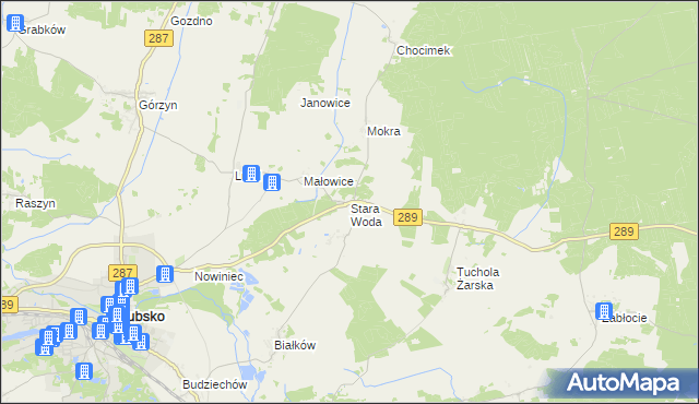 mapa Stara Woda gmina Lubsko, Stara Woda gmina Lubsko na mapie Targeo