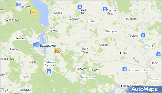 mapa Stara Wola gmina Szczutowo, Stara Wola gmina Szczutowo na mapie Targeo